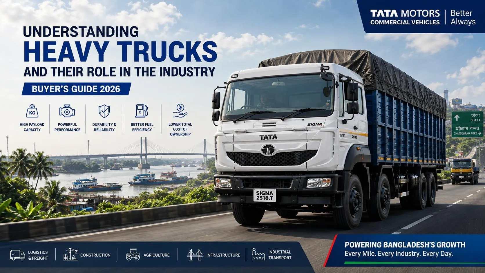 Tata heavy truck on a Bangladesh highway for logistics and industrial transport